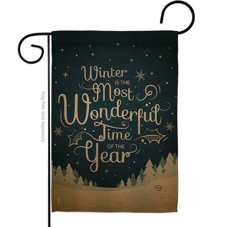 ORNAMENT COLLECTION 13 x 18.5 in. Winter is Most Wonderful Time Garden Flag with Wonderland Dbl-Sided  Vertical Flags OR579060